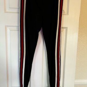 Gucci Black Leggings with Red and White Stripes